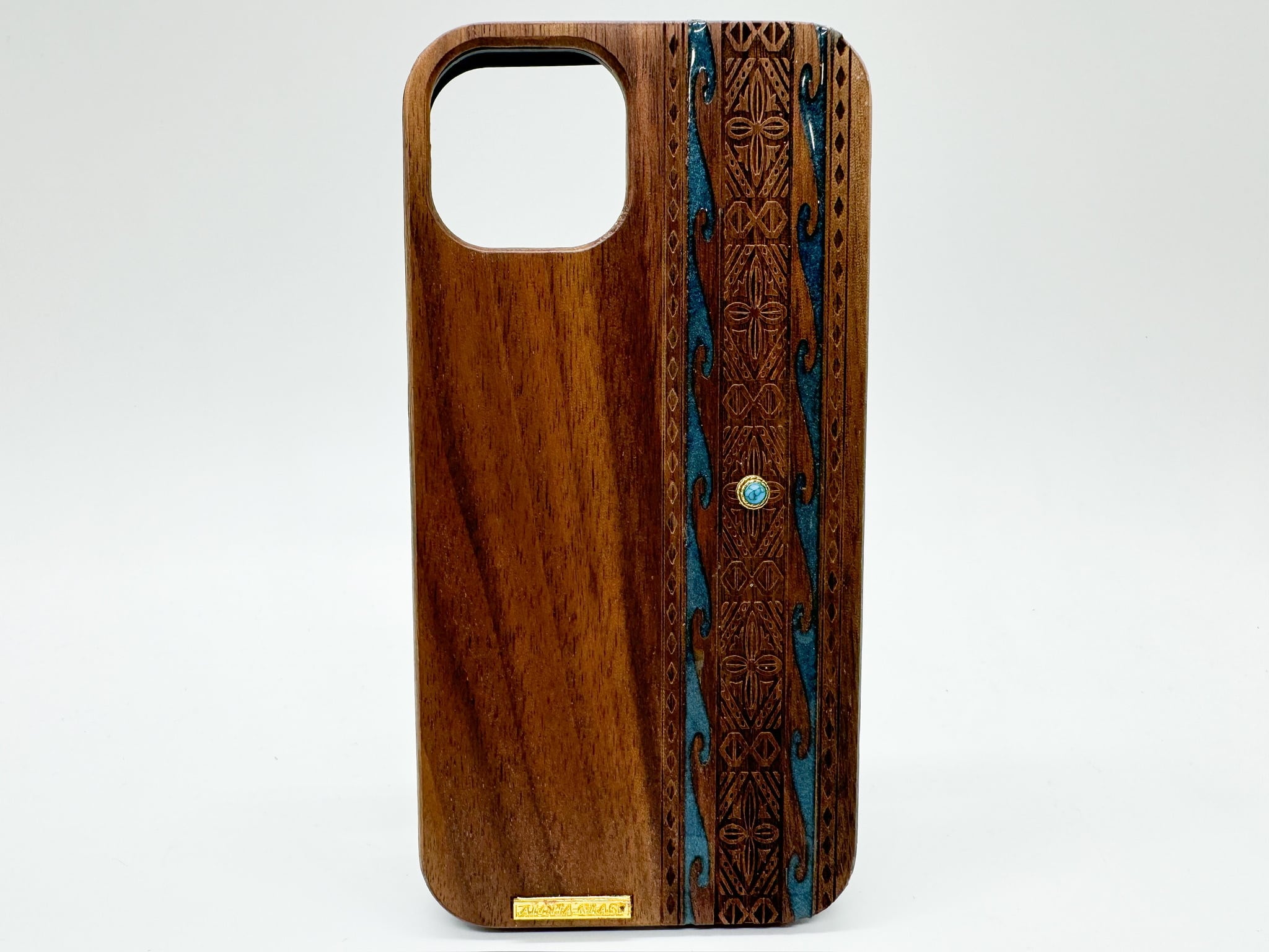 Ocean wave/wood×wave resin line case(walnut)