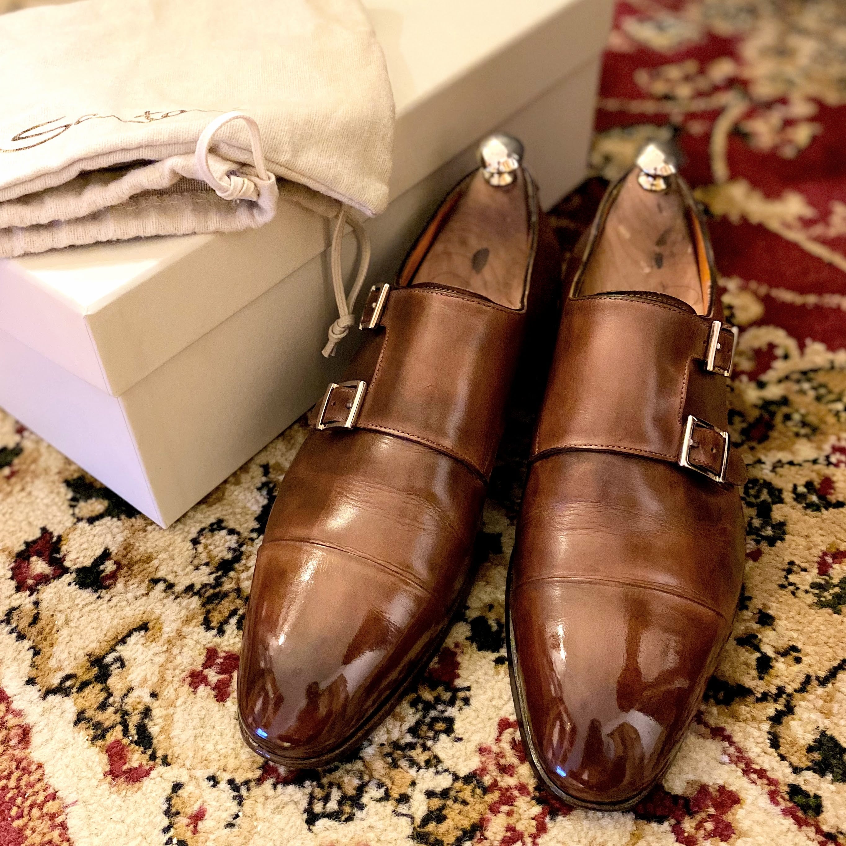 サントーニ Santoni ブーツ ショートブーツ ダブルモンクストラップ カーフレザー シューズ メンズ 6(25cm相当) ターコイズブルー