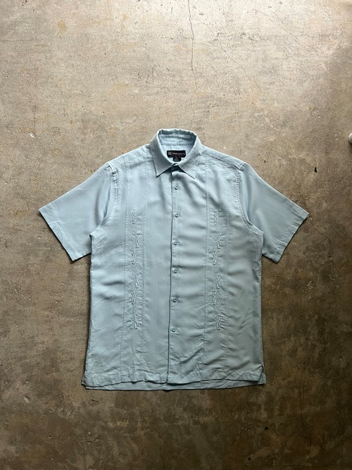 R&R CASUALS キューバシャツ 半袖 刺繍デザイン S 水色