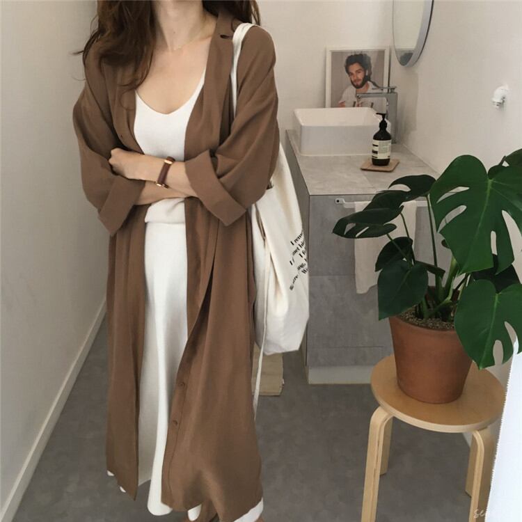 レディース ロングカーディガン シャツワンピース 長袖 ２way オフィスカジュアル Sheratan アラサーol 通勤 女子会ファッション専門店