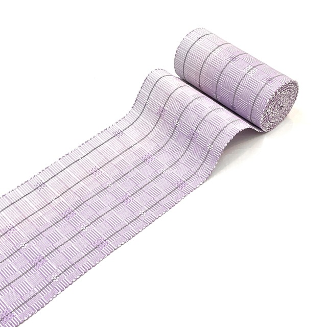 《T.M様限定》首里やしらみ花織　半幅帯　薄い紫色　薄いピンク　（端処理込み）　4RK31002