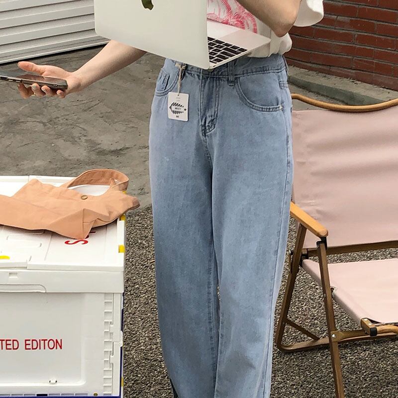 カラージーンズ サマー薄手ウェストスリムワイドレッグパンツ 夏物 ワイドパンツ ビッグFスモールZ韓国36539434970