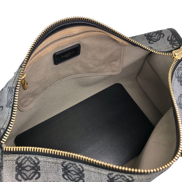 LOEWE ロエベ ハンドバッグ グレー アナグラム PVC レザー ミニボストン vintage ヴィンテージ オールド hp67iy