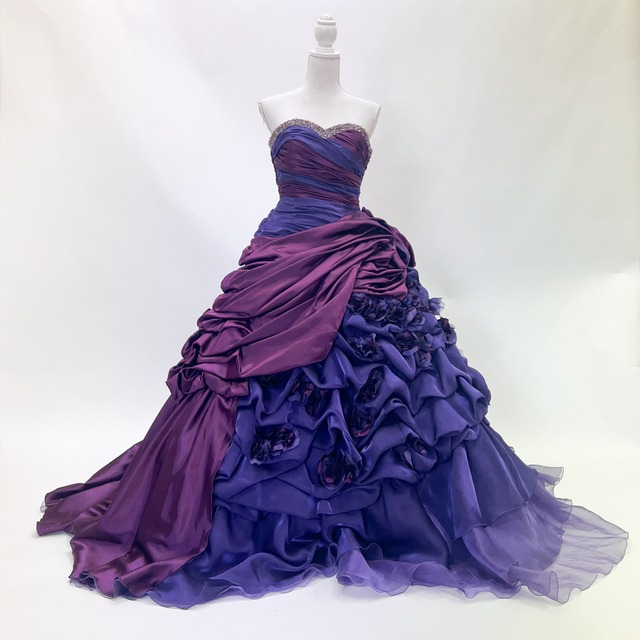 中古 カラードレス Aライン 紫 フリーサイズ C-311