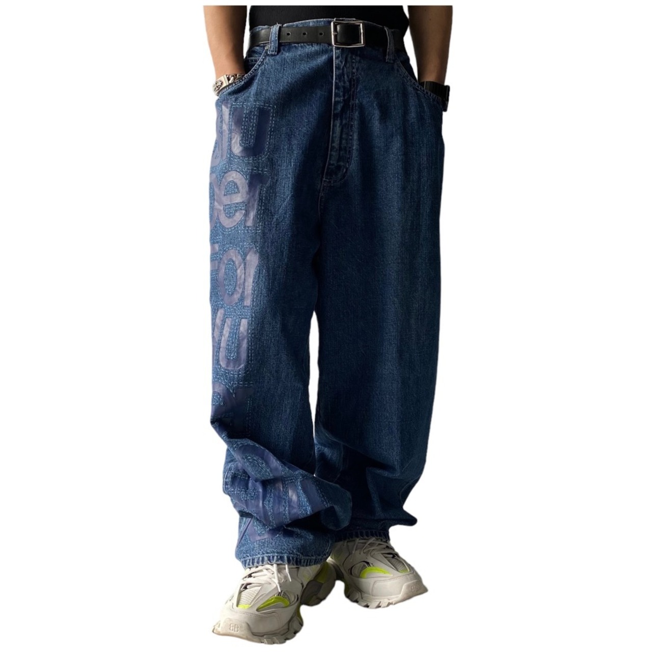♾️Forte Bleu♾️ Design printed wide buggy denim pant | ELCASION 