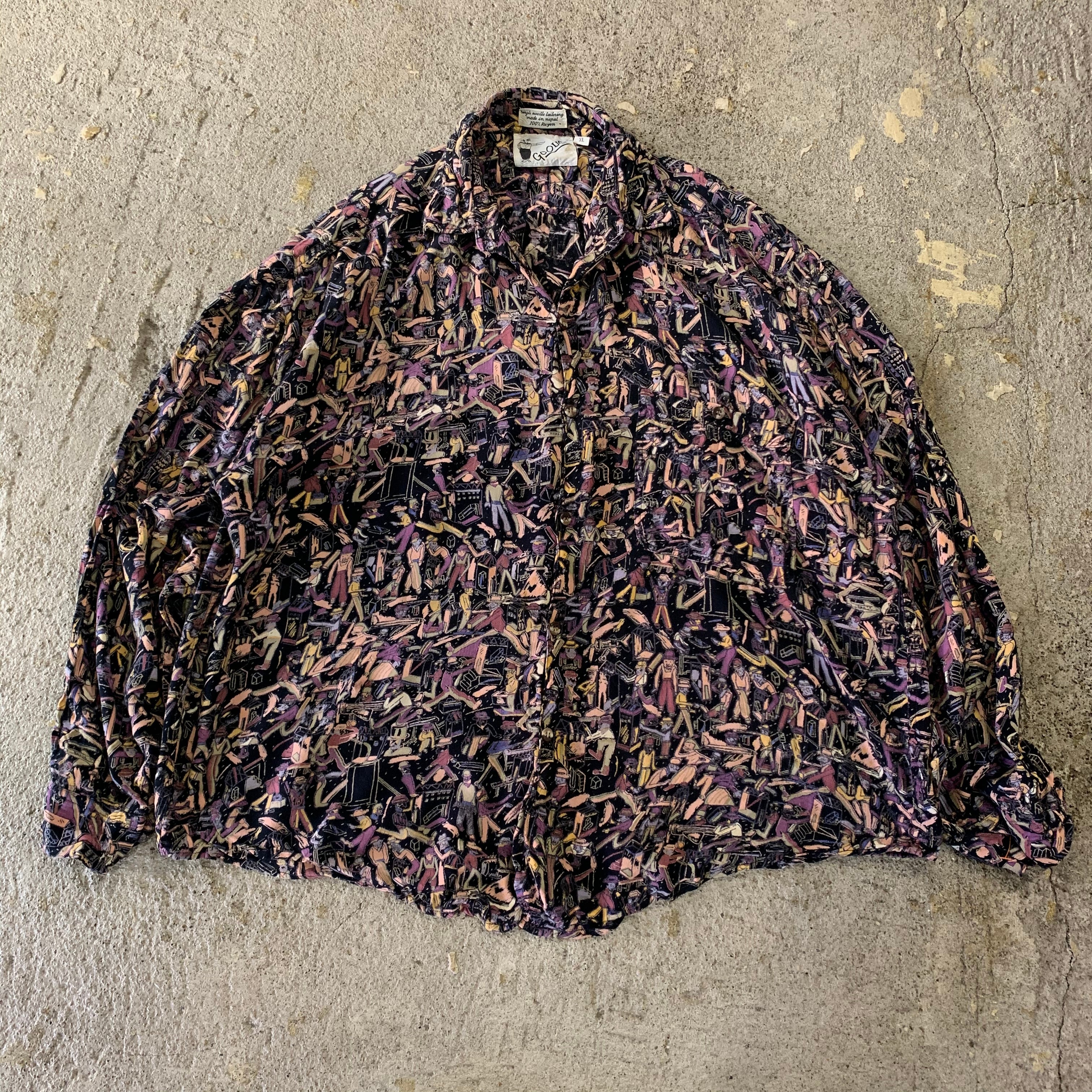 90s GOOUCH L/S rayon shirt | What