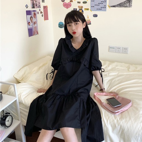 ✞ Vネックレースプリーツ ステッチ ✞ゴスロリ SM ミリ 甘ロリ クラロリ 和ロリ エレガント 黒ロリ 姫ロリ 華ロリ BB-BB2100193