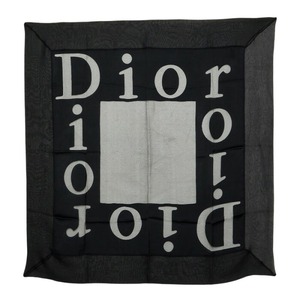 ディオール ロゴ スカーフ ブラック シルク レディース Dior 【中古】
