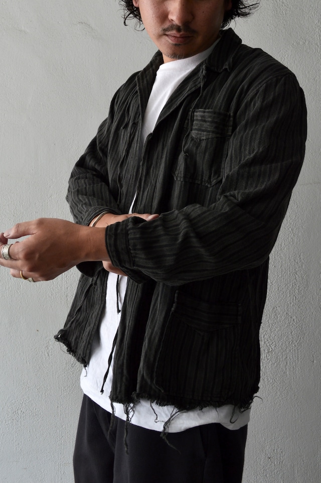 VENTITANK PROJECT Bulgarian Army 1950's-60's Dead Stock Custom Remade & Dyed Sumi Kuro Sleeping Shirt Jacket Type Black ブルガリア軍 スリーピングシャツ ジャケット 50s 黒染め