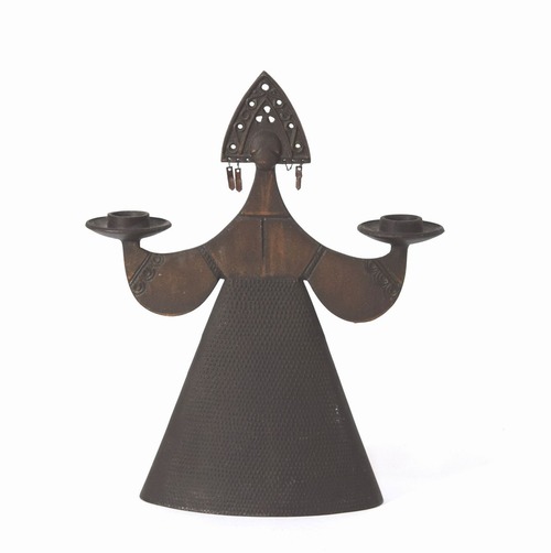 銅製キャンドルスタンド　人形型ろうそく立て　銅製オブジェ　インテリア