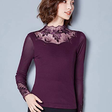 メッシュ レース トップス 社交ダンス モダンダンス ダンスウェア 紫 パープル