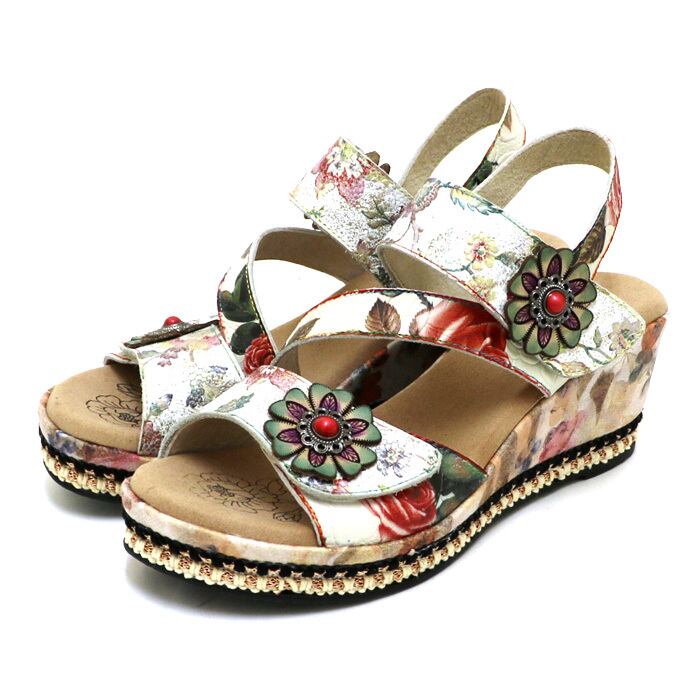 8888-1【ﾚﾃﾞｨｰｽ】Estacion～エスタシオン～・花柄プリント本革