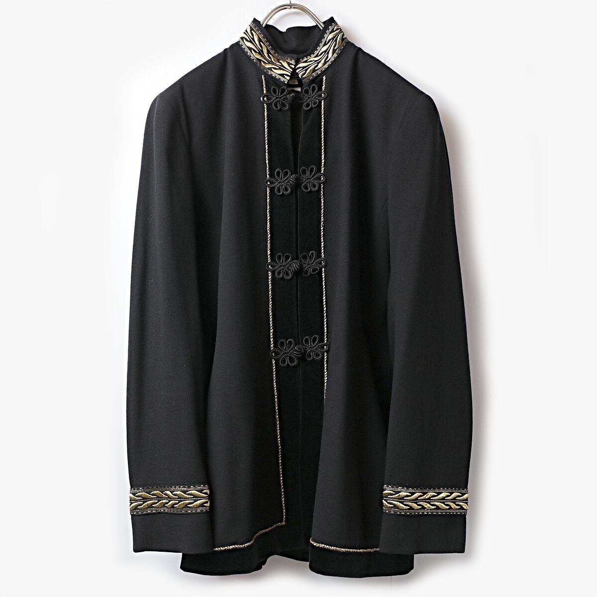 80s Thalian 黒×金 マオカラー チャイナ ジャケット 古着 used レディース