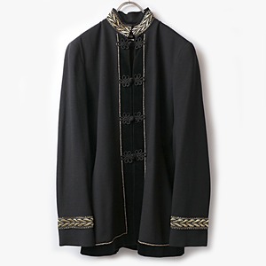 80s Thalian 黒×金 マオカラー チャイナ ジャケット 古着 used レディース