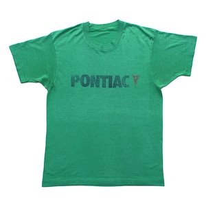 80s PONTIAC ポンティアック アメ車 ヴィンテージTシャツ 緑 企業ロゴ M相当 古着 @BZ0204