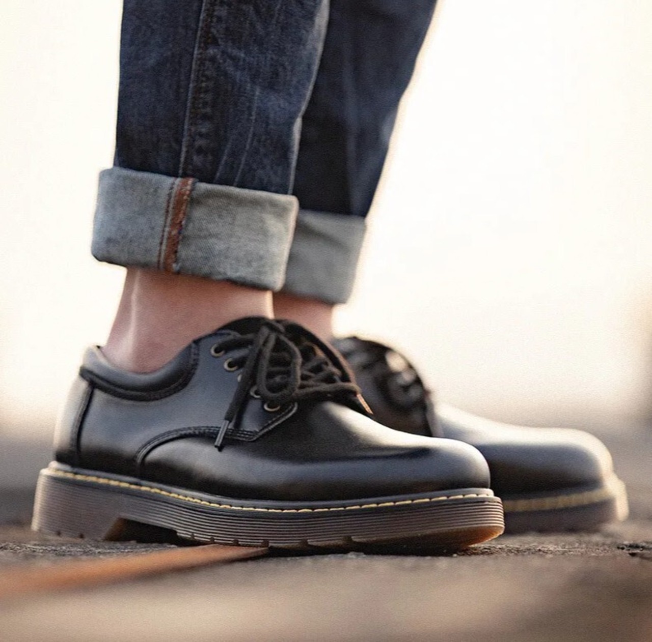 Black Round Toe Derby Shoes / ブラック ラウンド トゥー ダービー シューズ