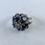 リング　シルバーリング925　濃紺ストーンとマーカサイト　18-19号　 19acd24-4