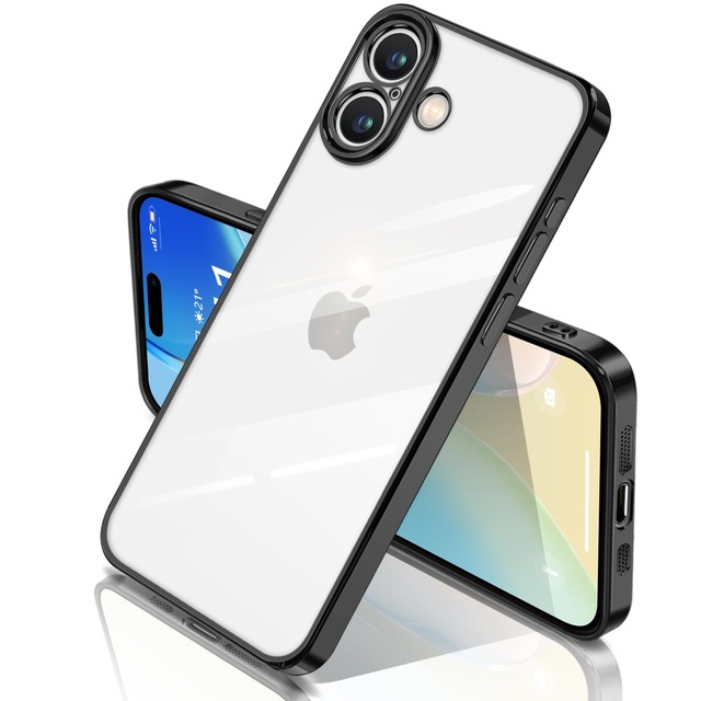 yakxixi iPhone 16 ケース クリア ゴールドメッキ 黄ばみ防止 耐衝撃 カメラ・画面保護 TPU 薄型 軽量