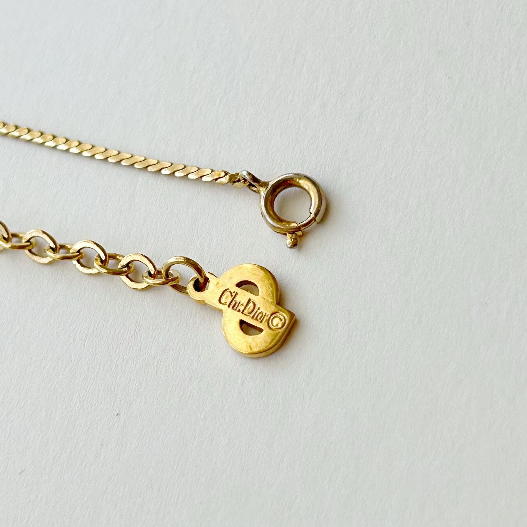 N7008】Christian Dior CD logo line necklace/クリスチャンディオール