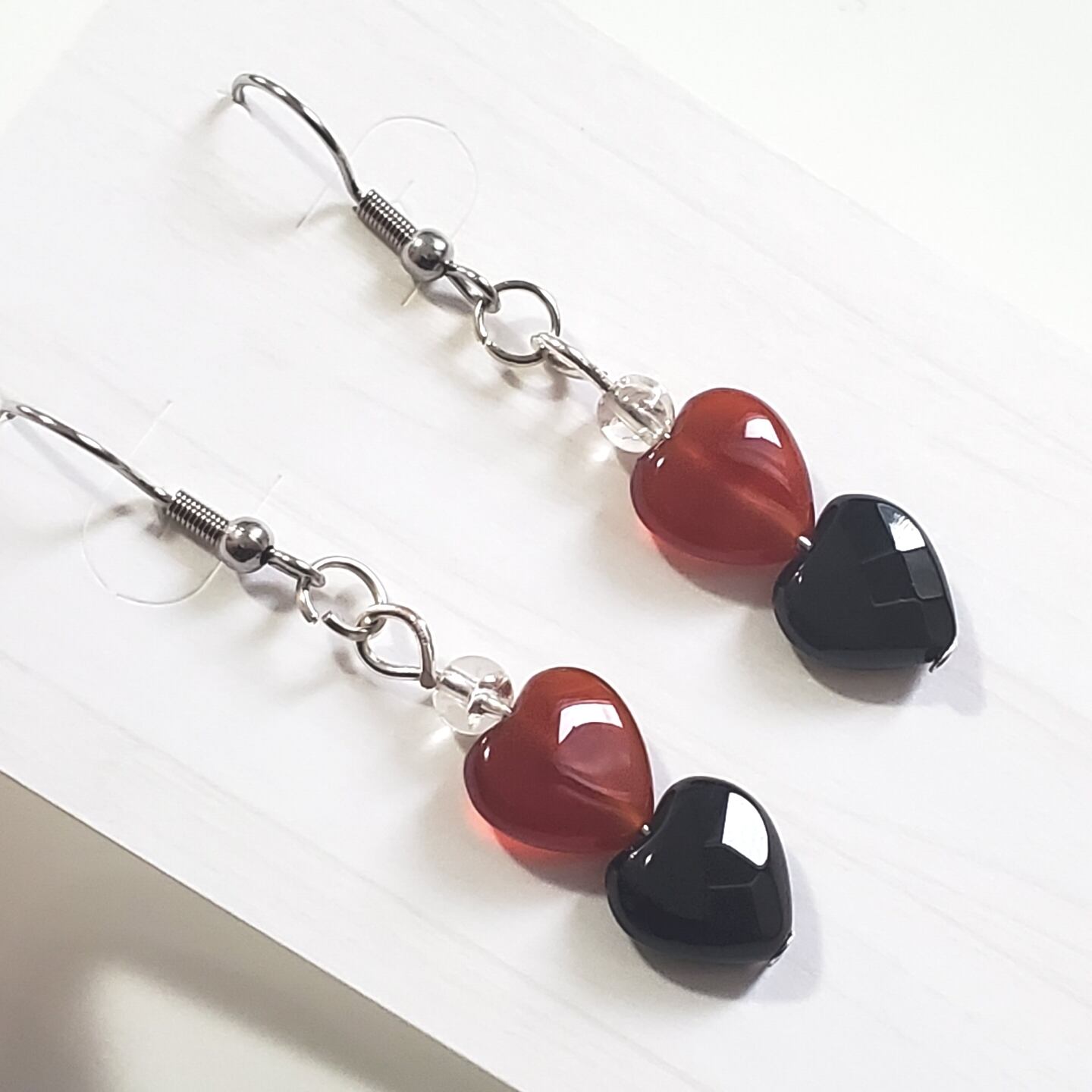 赤と黒リンゴのような❤◼ダブルハート♡ピアス | PAY ID