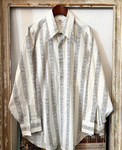 70's "VAN HEUSEN" stripe design cotton shirts 【L】