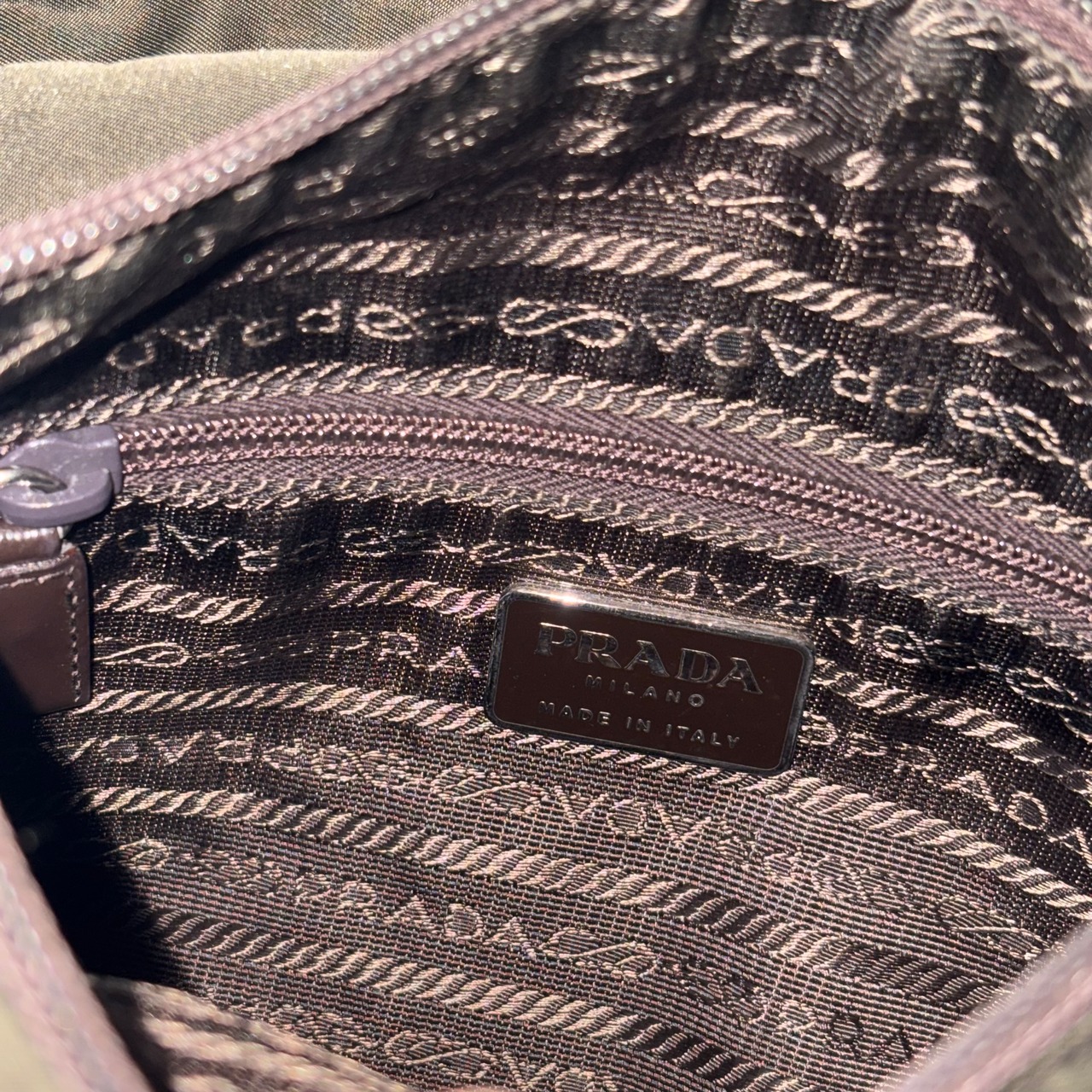 vintage PRADA dark green nylon shoulder bag