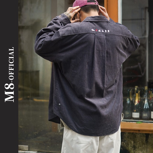 back embroidered corduroy shirt 2color M0468