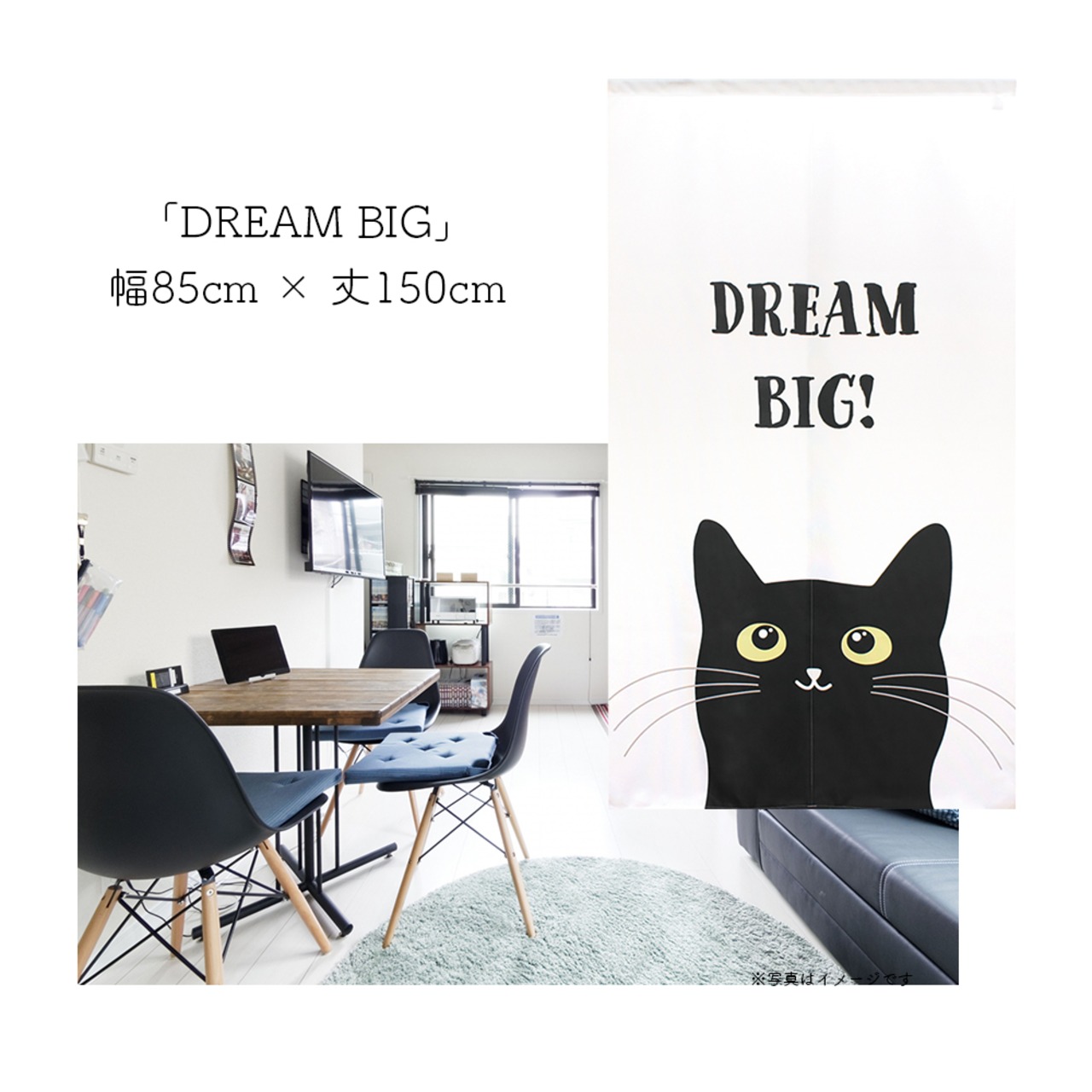 【受注生産】 のれん DREAM_BIG  幅85ｘ丈150cm