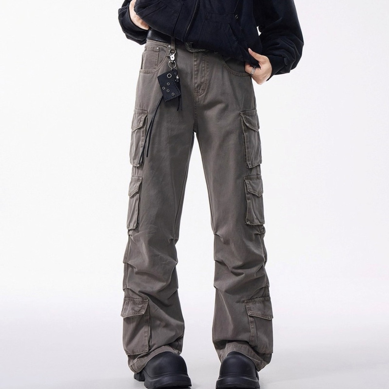 Patch Pocket Full-Length Wide Cargo Pants ◇2color H0867