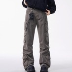 Patch Pocket Full-Length Wide Cargo Pants ◇2color H0867
