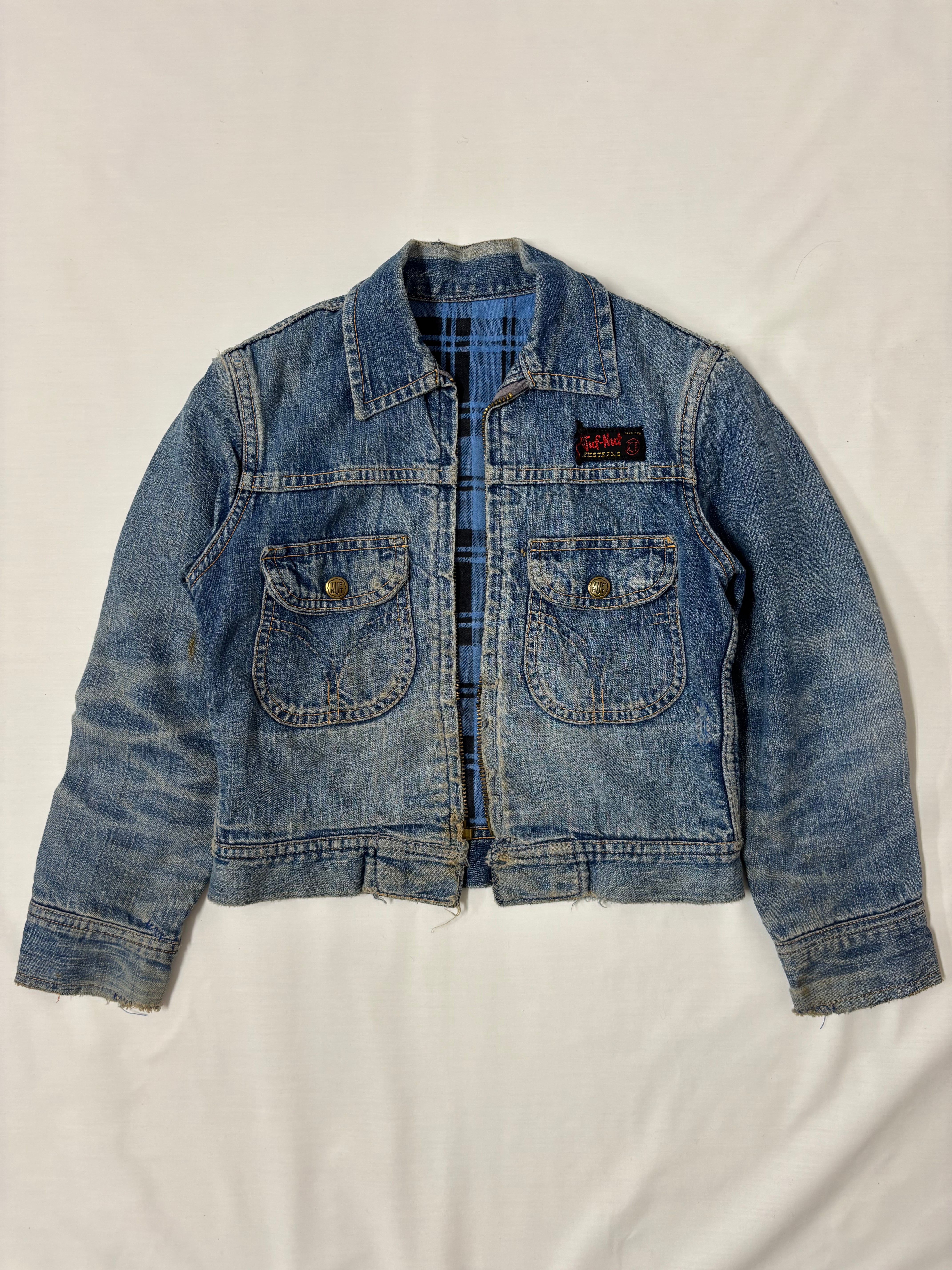 ビンテージTufNut タフナット　デニムジャケット　ワークジャケット　古着 Tuf-Nut タフナット ヴィンテージ デニムジャケット 鬼ヒゲ シンチ