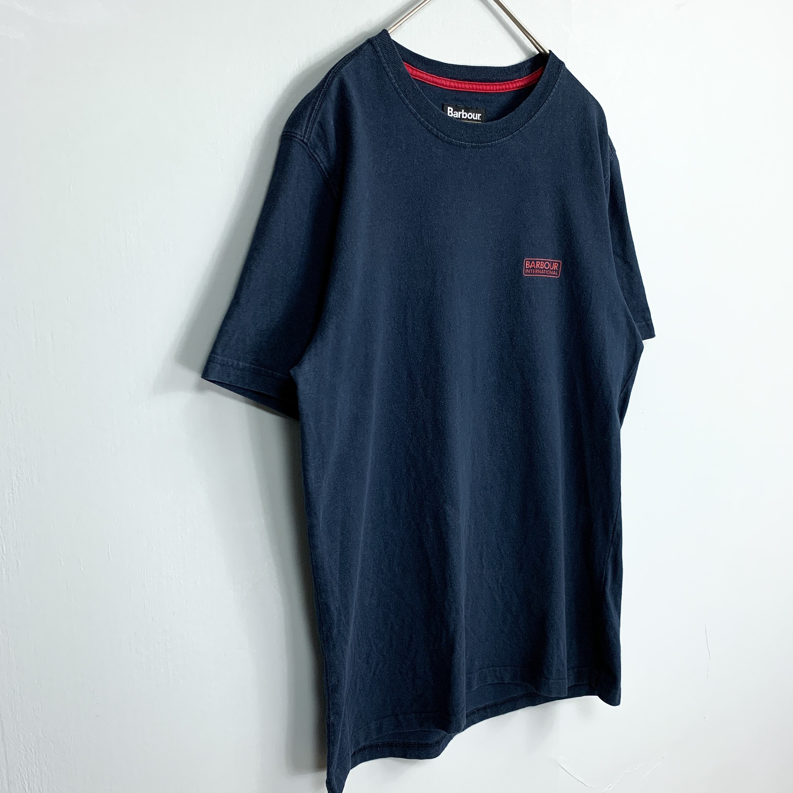 Barbour バブアー Tシャツ 古着 輸入品 ネイビー ラバーロゴ Mサイズ