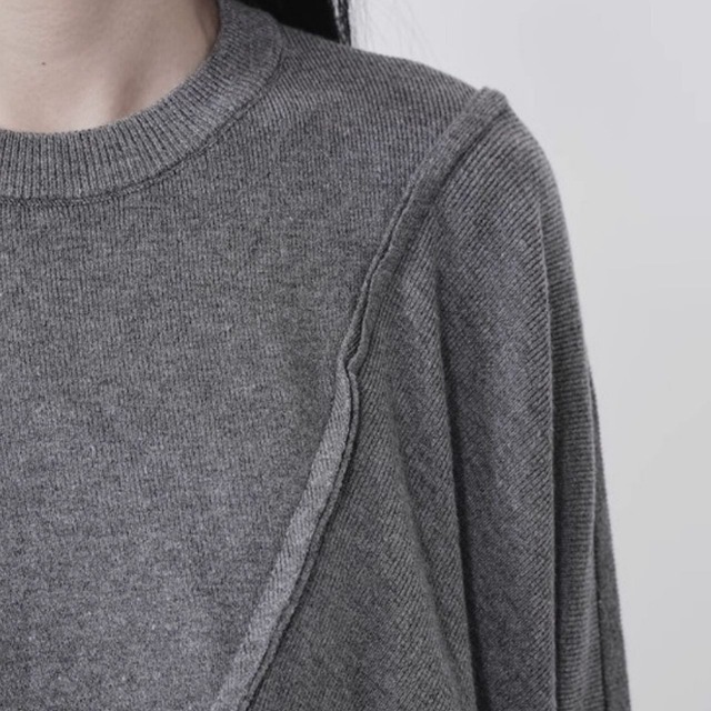 Asymmetrical hem oversized knit pullover C0838