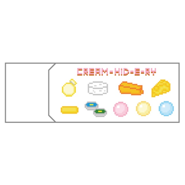 消しゴム　Cream-Hid-e-ry　チーズ屋さん柄　ドット絵