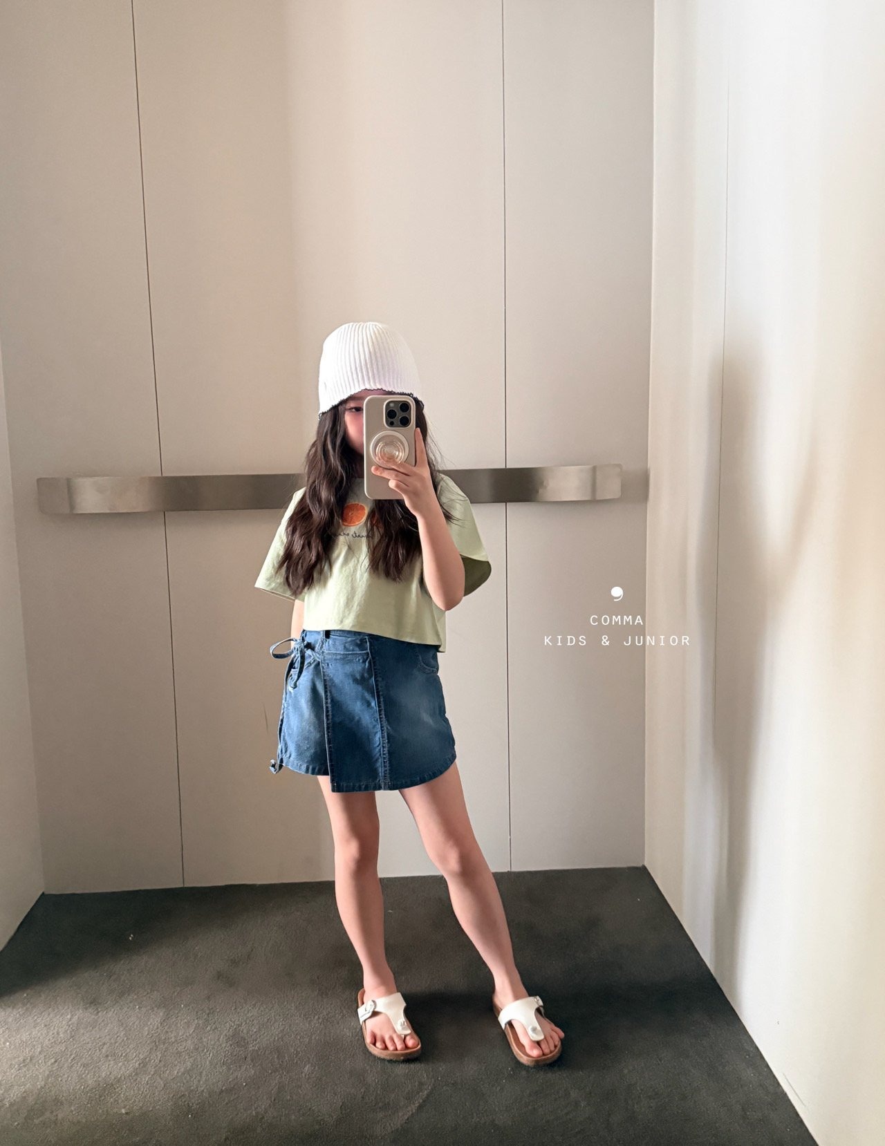 [COMMA] Wrap denim skirt Pants (140/150) / [콤마] 랩청치마바지 (140/150)