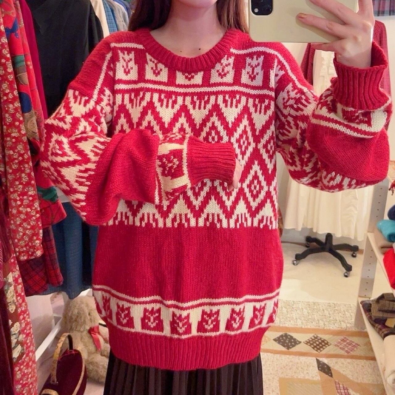 red × white nordic big sweater