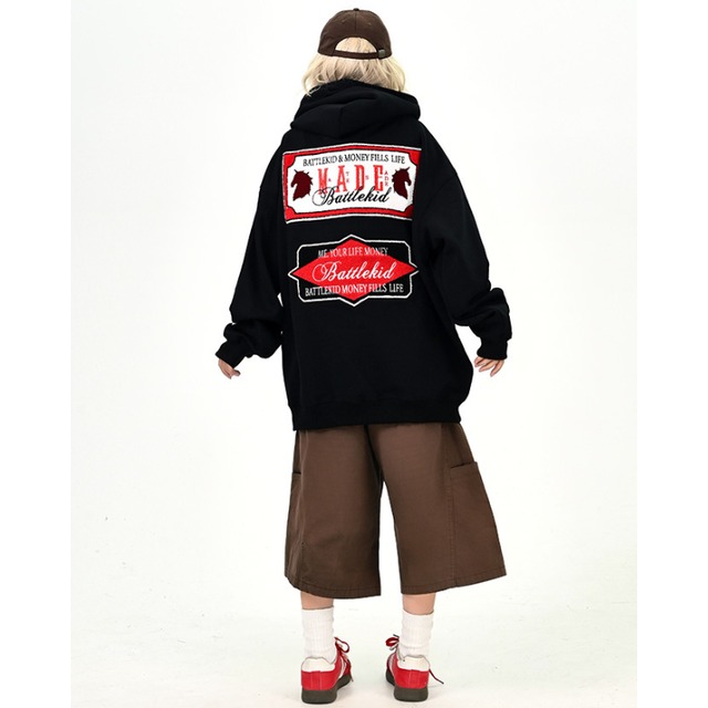 back patch design hoodie　バックワッペンデザインフーディー　J1398