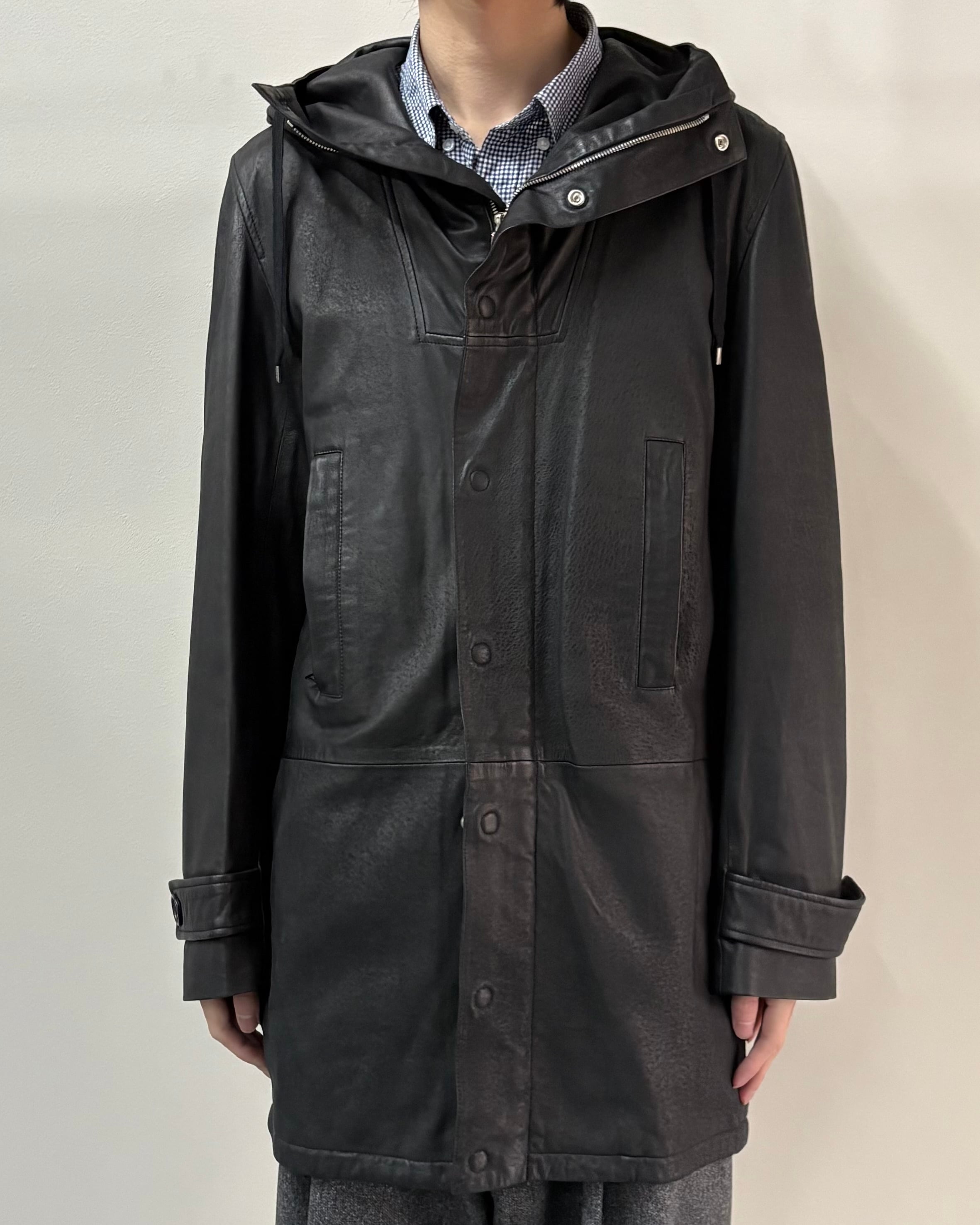 2012AW/Dior homme by Kris Van Assche】hooded leather zip jacket