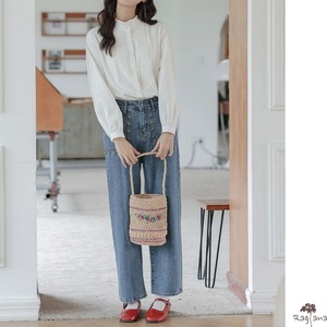 フリル襟 刺繍 ブラウス M 11412