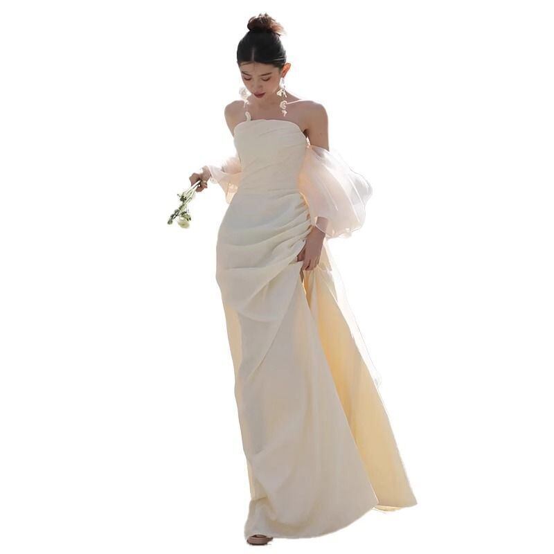 ライトウェディングドレス シンプルチューブトップ ホワイト ライトウェディングドレス シンプルチューブトップ ホワイト