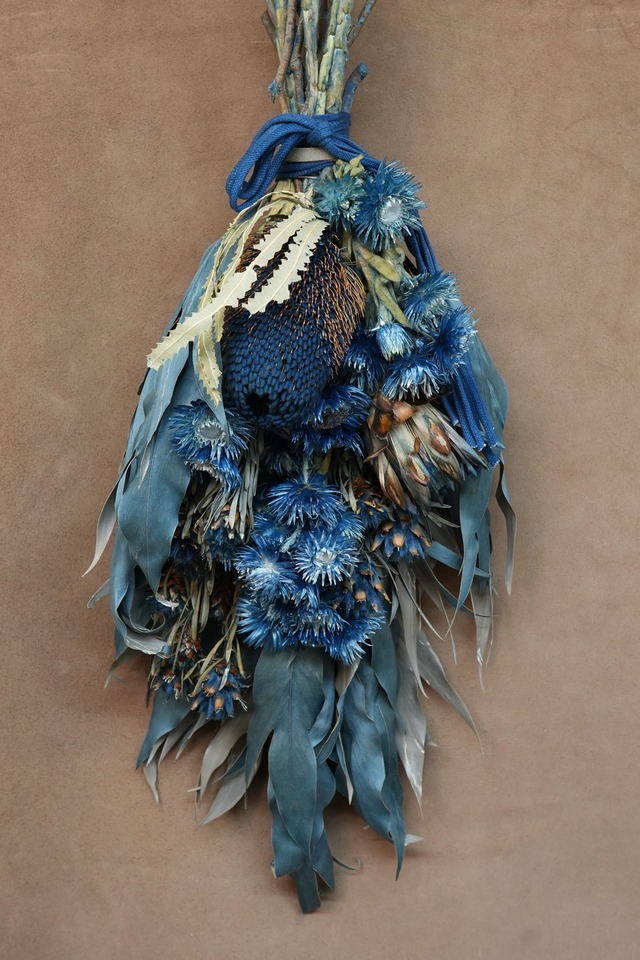 DRIED FLOWERS SWAG "Indigo Dyeing" D