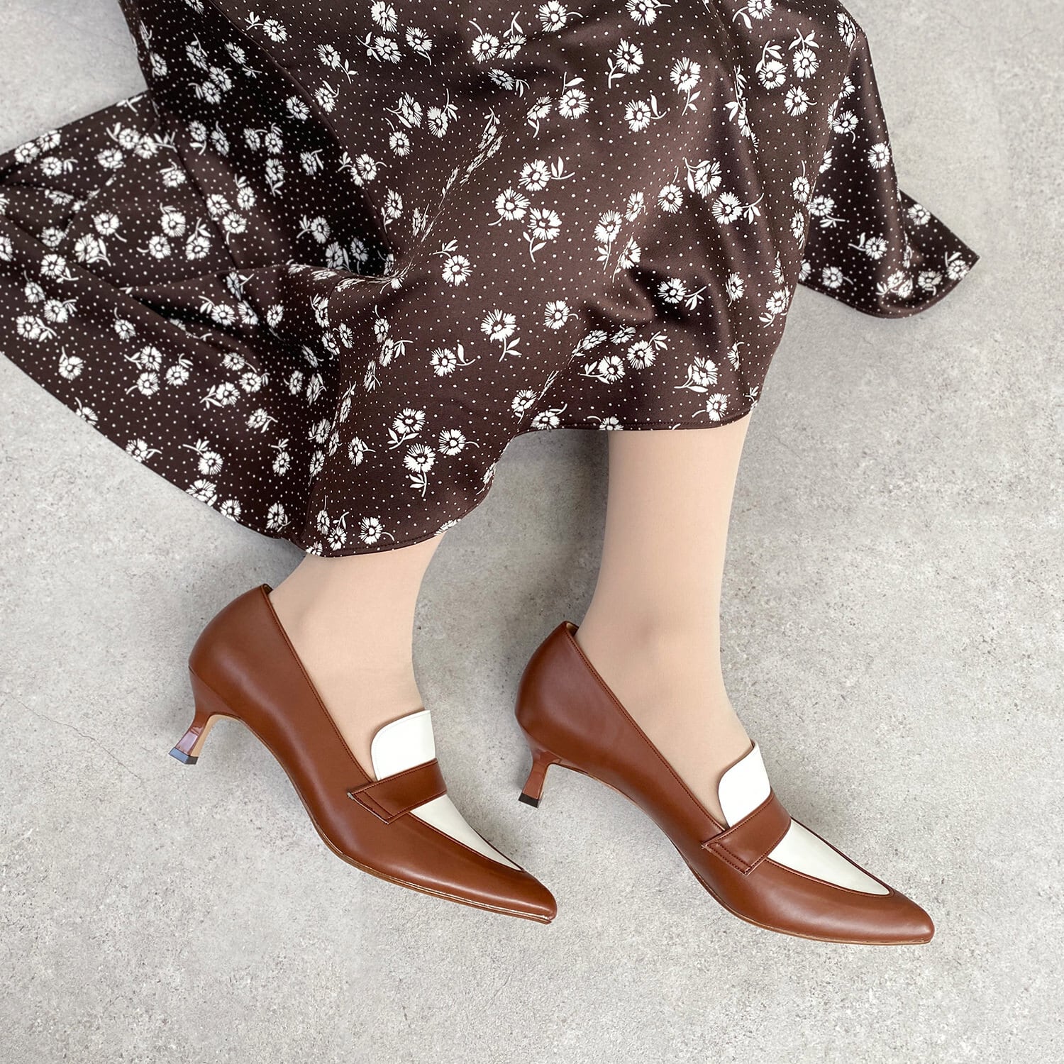 ブラウンポインテッドトゥハイヒール PELLUCO ブラウン ポインテッド