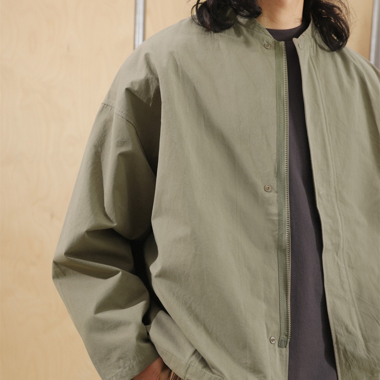 セージグリーン・ノーカラーブルゾン K5628 - 5