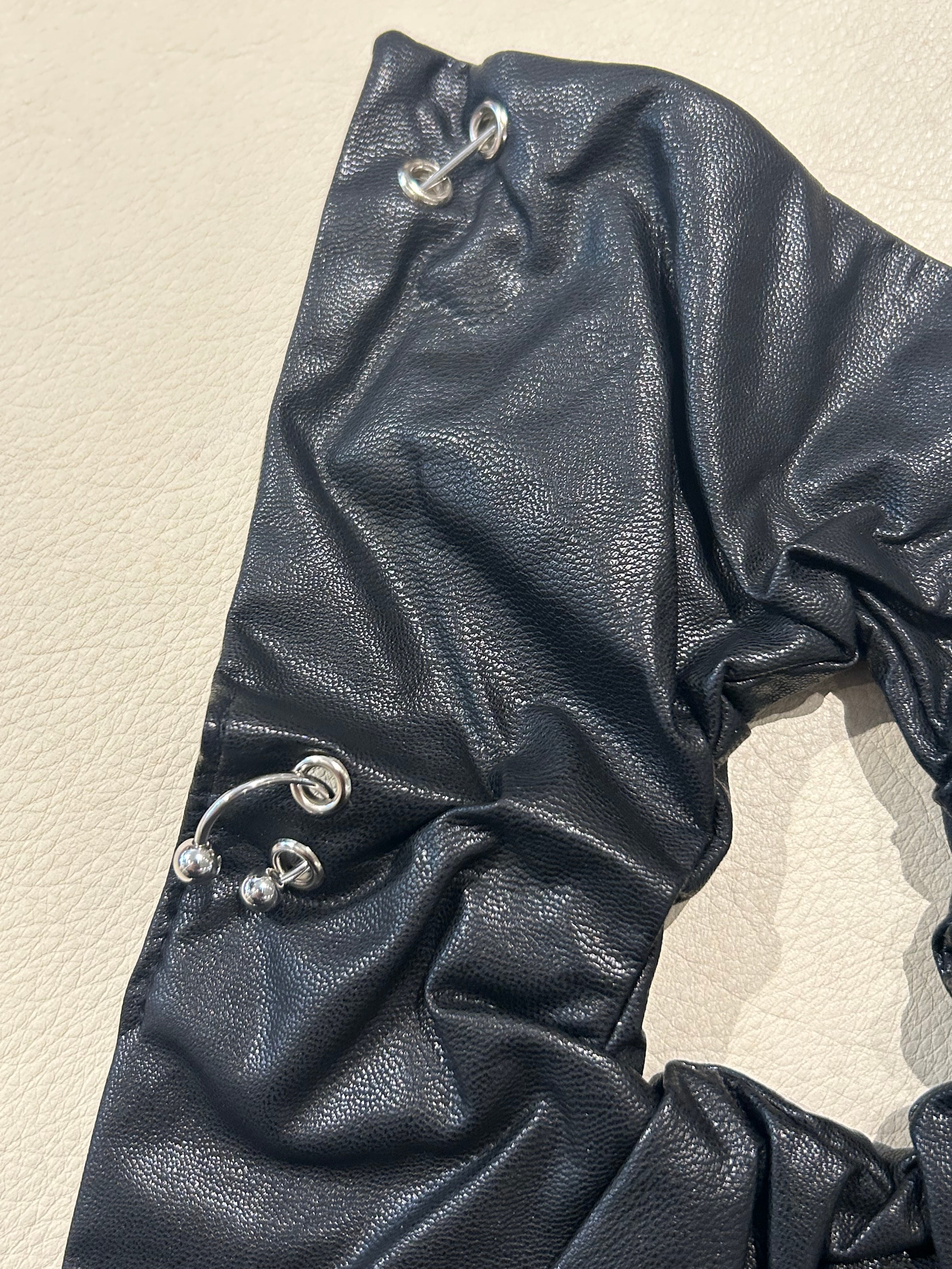 HEYEP Faux Leather Piercing Detail Scrunchie | AAR