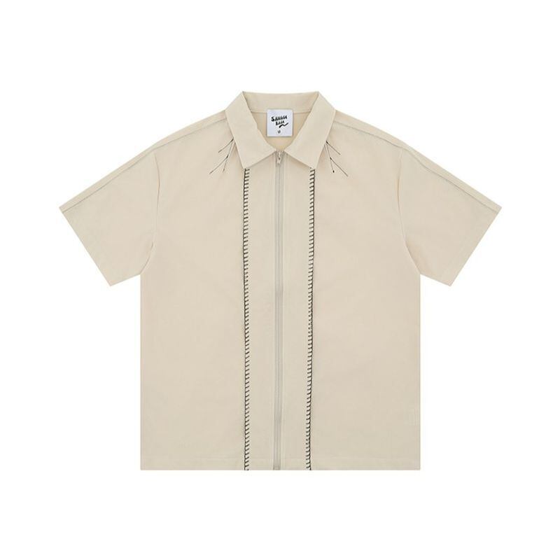 ジップアップデザインシャツ 2カラー A1085