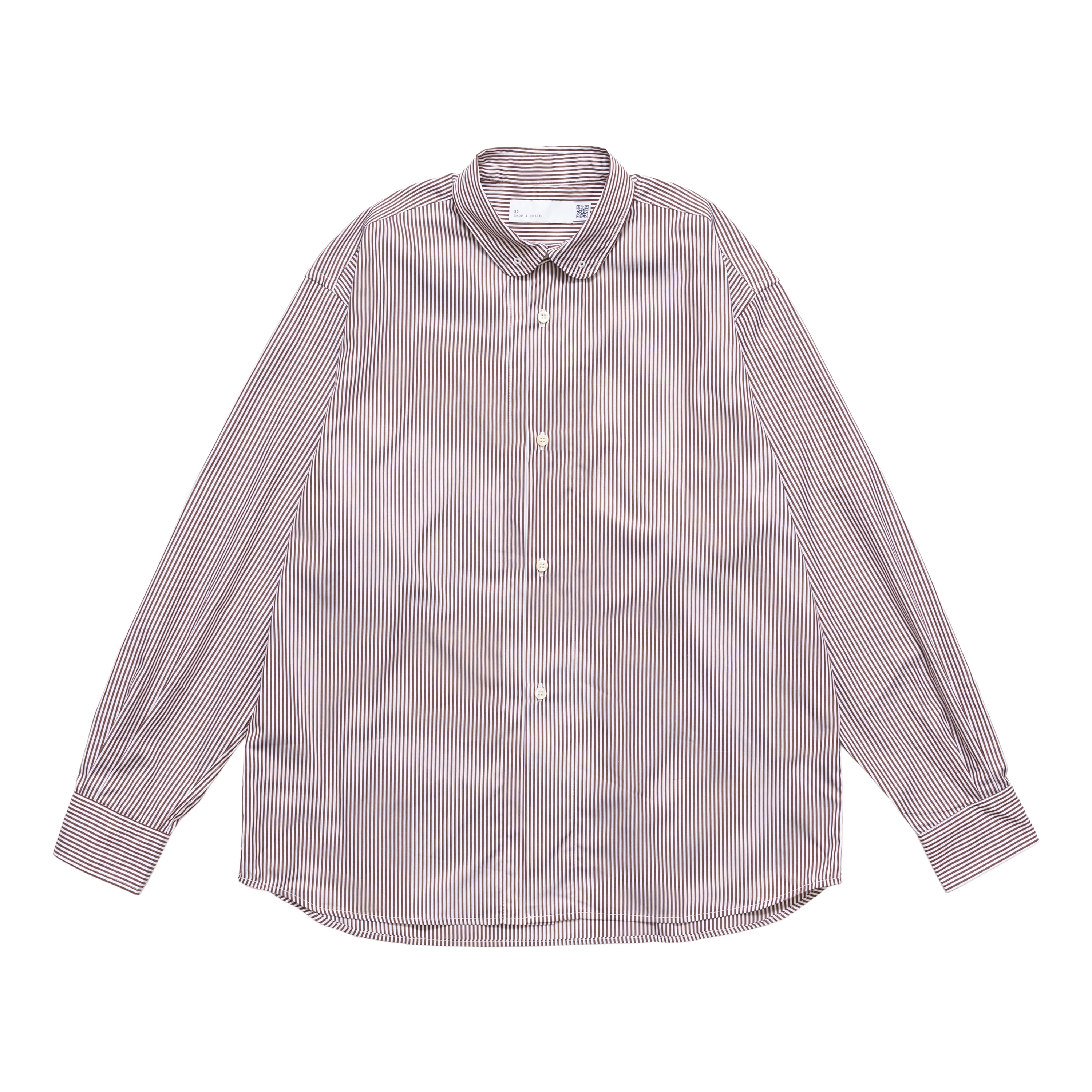 SO ORIGINAL ROUND COLLAR SHIRT (BROWN STRIPE)