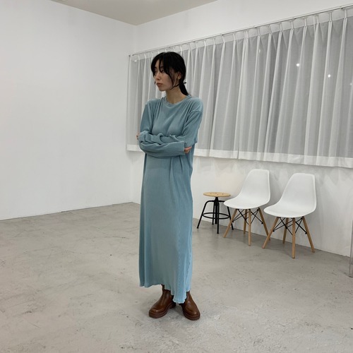 【attrayant】Pleats Loose One-piece(sky blue)