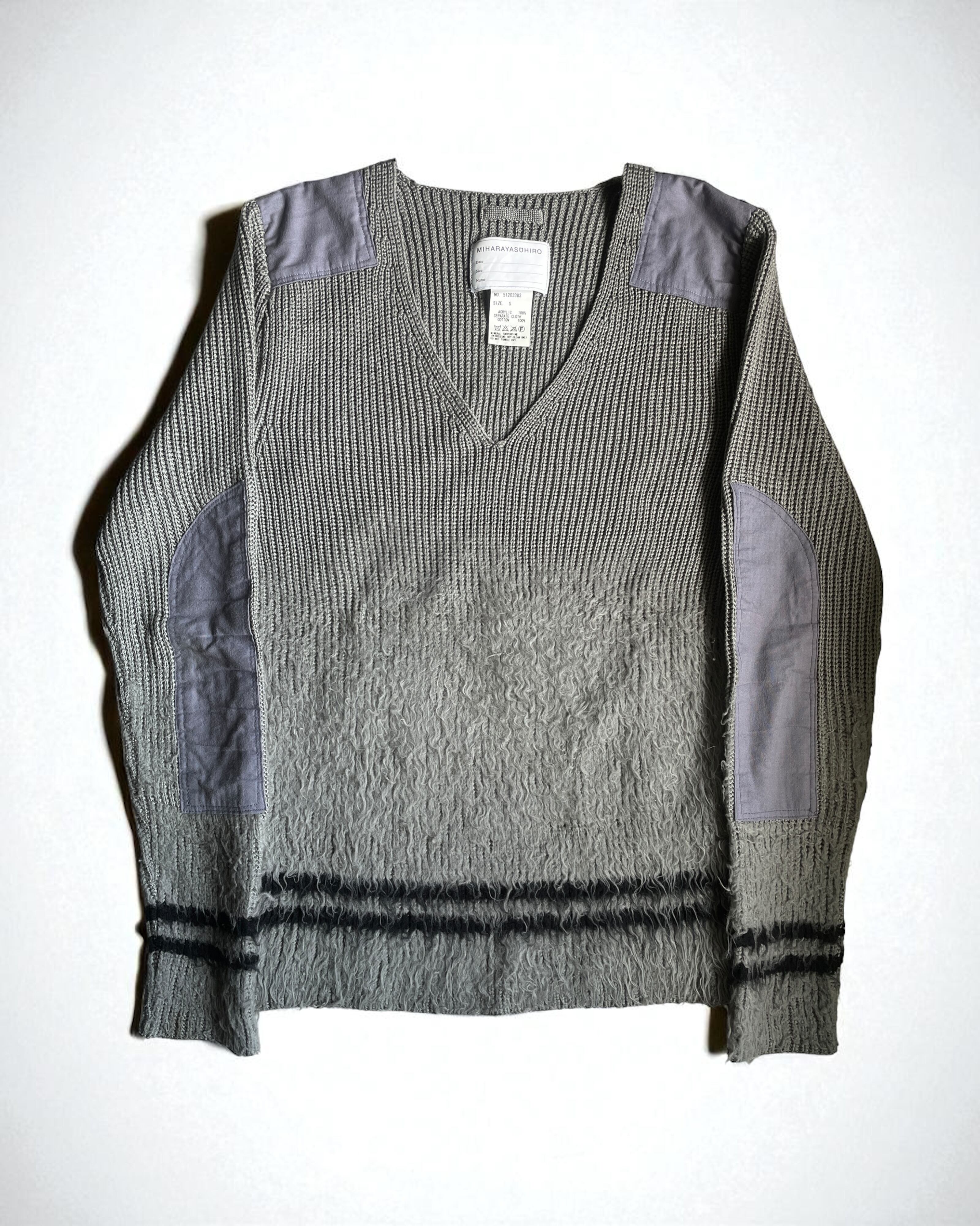 Mihara Yasuhiro Early Patch Detail Brushed Knit Sweater