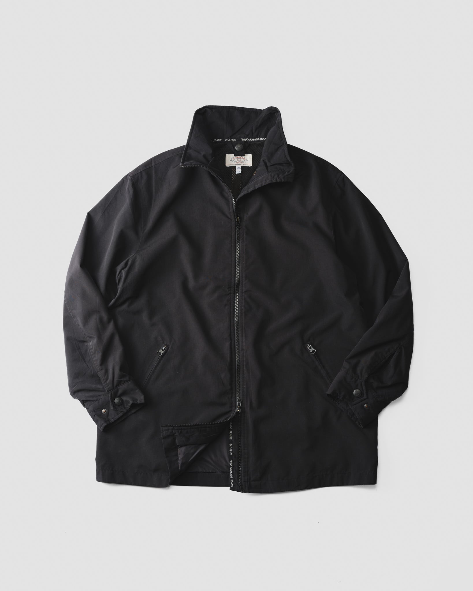 1990's] “ARMANI JEANS” Technical Shelled Zip-Up Jacket