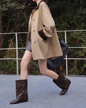 Two-tone drop shoulder jacket L0179